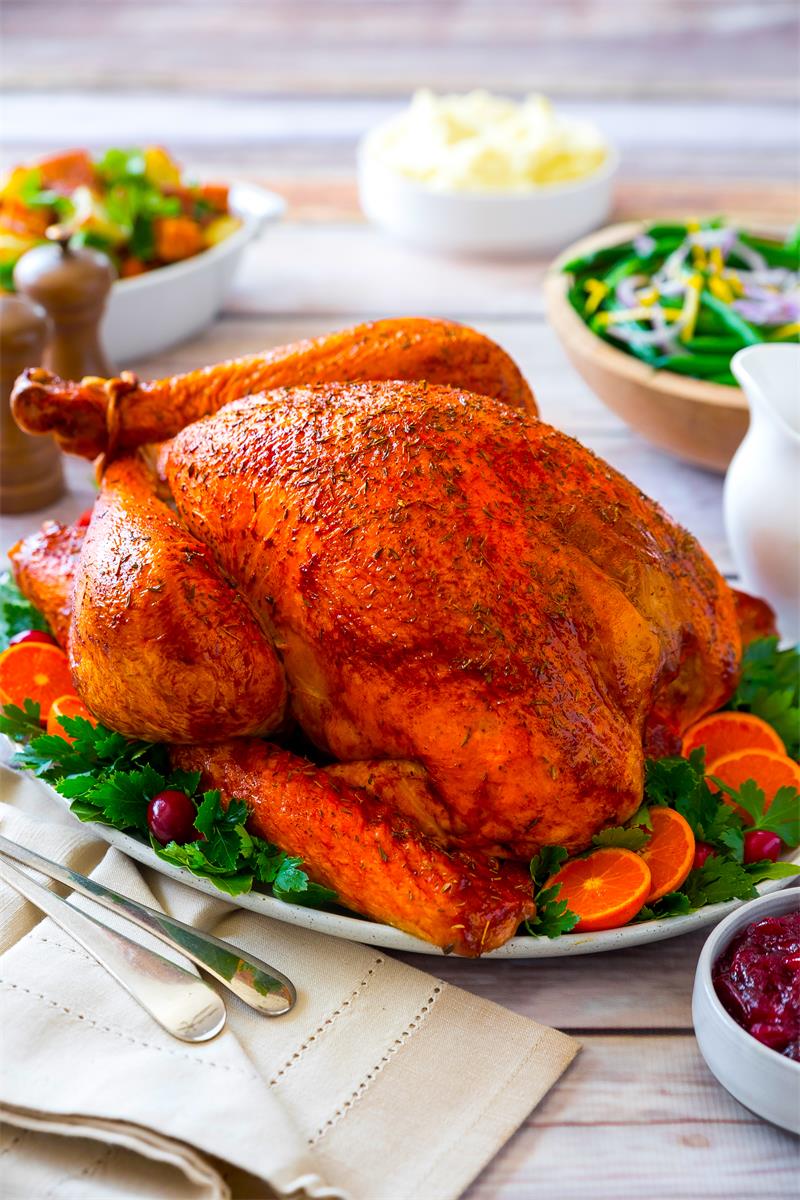 An image of a cooked turkey with the color saturation turned too high